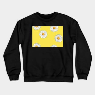 Daisies on yellow background Crewneck Sweatshirt